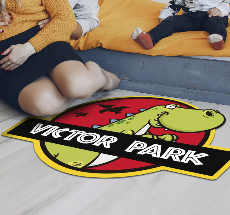 Personnalised jurassic park kids vinyl teppe - Tenstickers