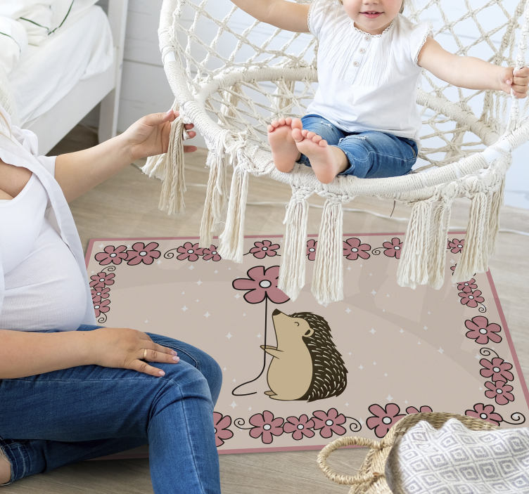Pinnsvin floral vinyl teppe baby - Tenstickers