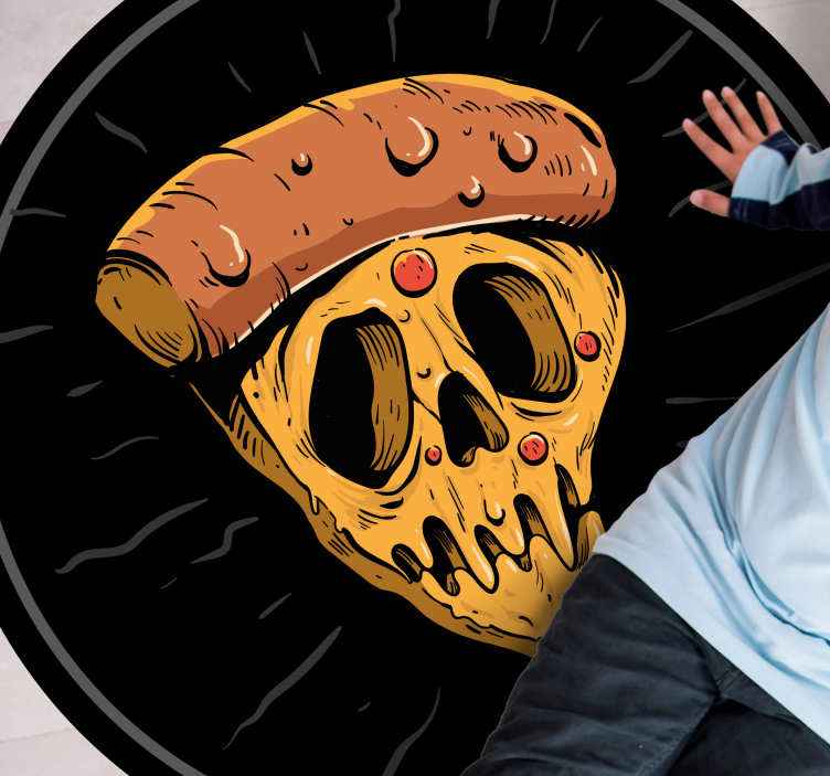 Pizza skull graffiti stil vinyl teppe moderne - Tenstickers