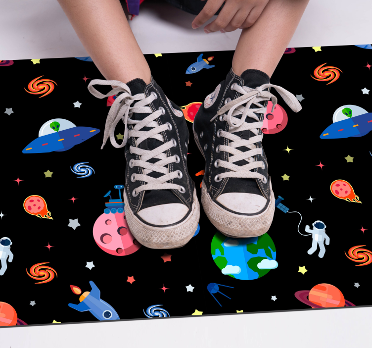 Planeter og galaxy star vinylteppe - Tenstickers