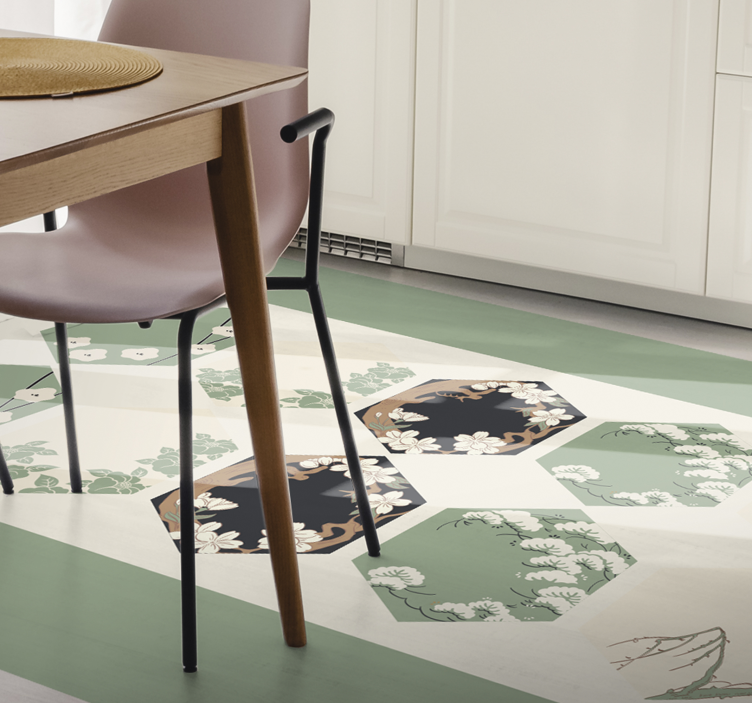 Planter og teksturer i sekskant hexagon teppe - Tenstickers