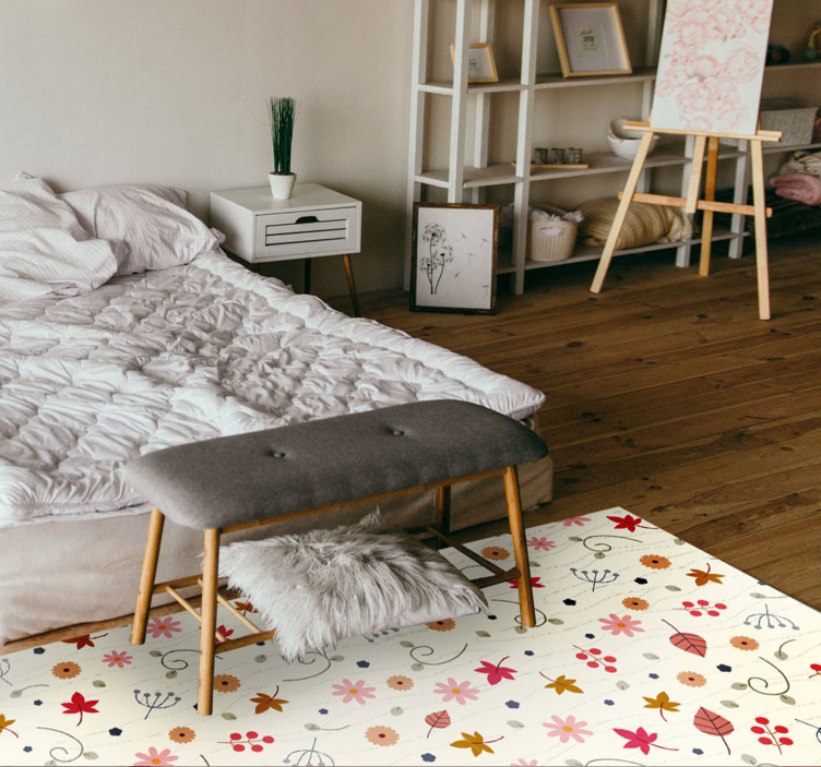 Polka dot forlater blomsterteppe - Tenstickers