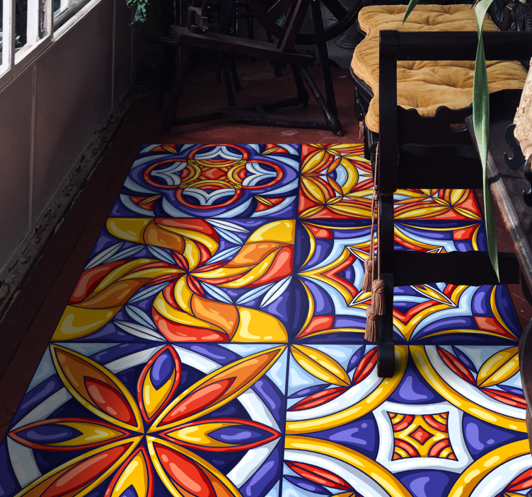 Portugisisk fliser stil vinyl hall teppe - Tenstickers