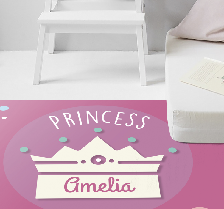 Prinsesse krone kunst vinyl teppe med navn - Tenstickers