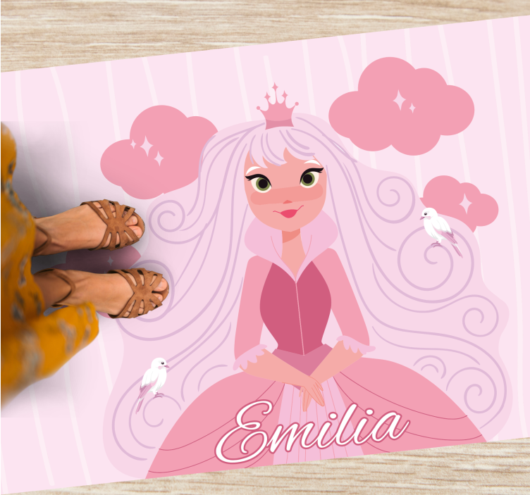 Prinsessefigur vinyl teppe med navn - Tenstickers