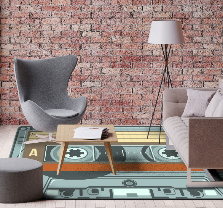 Radiokassett vintage vinylteppe - Tenstickers