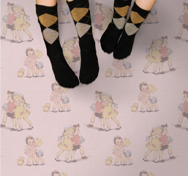 Retro lekne venner vinyl teppe spedbarn - Tenstickers