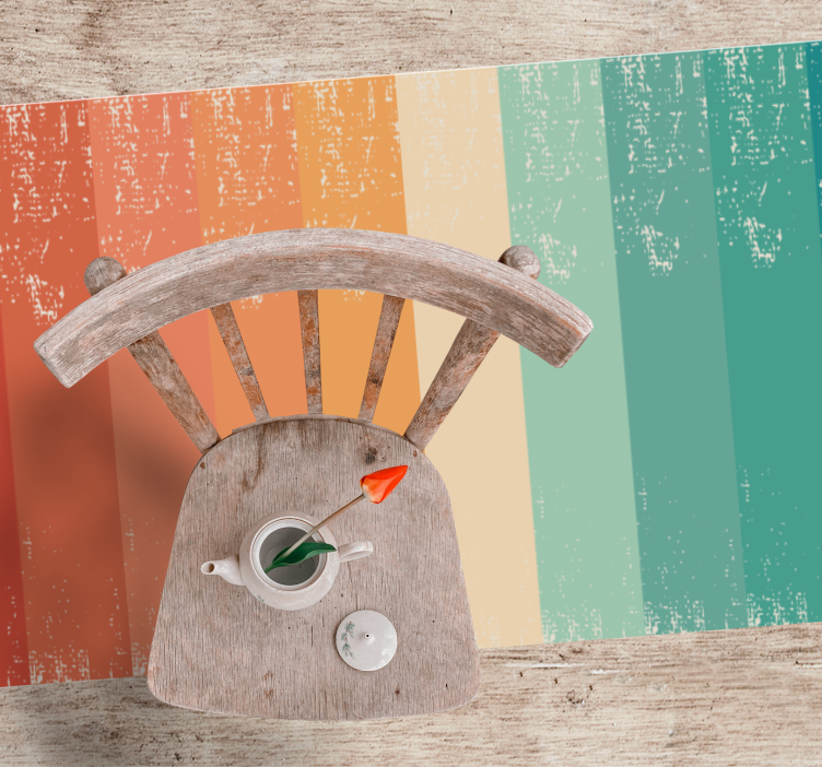 Retro stripet regnbue vinyl teppe vintage - Tenstickers