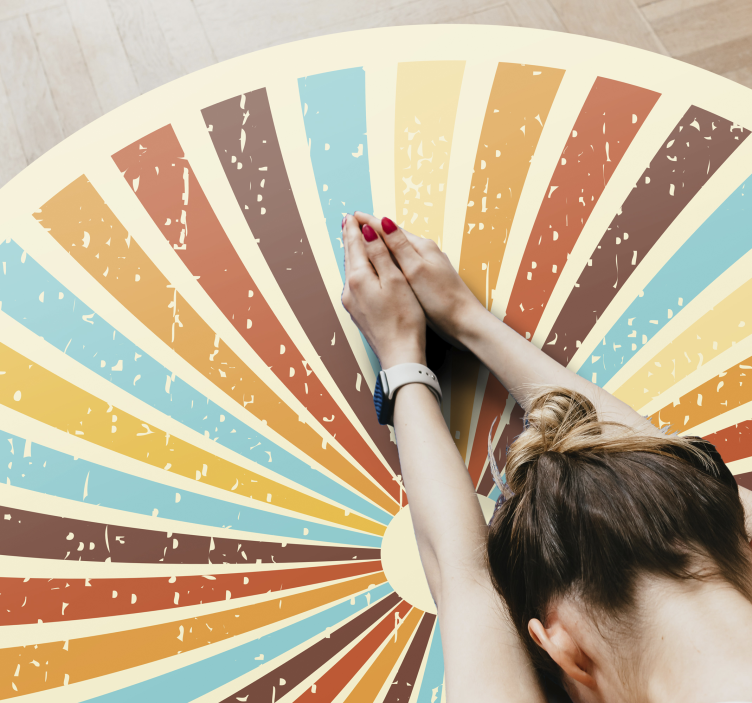 Retro sunburst stråler vinyl teppe - Tenstickers
