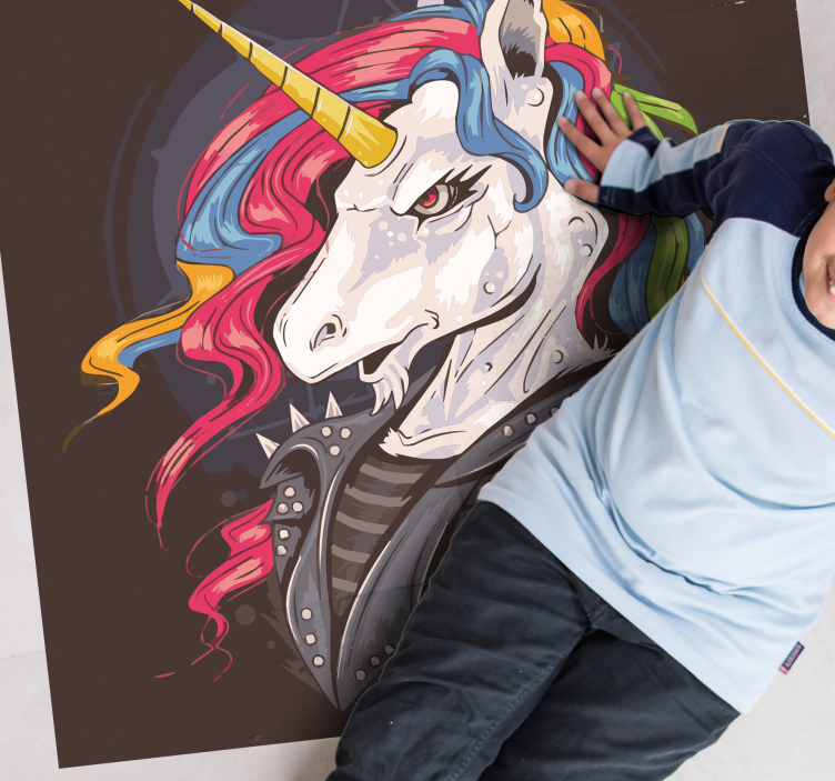 Rock enhjørning med fargerikt hårdyrteppe - Tenstickers