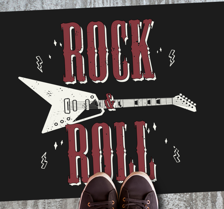 Rock n' roll med gitardesign vinyl teppe soverom - Tenstickers