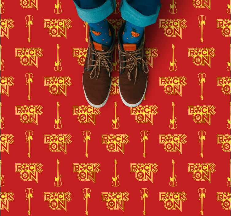 Rock på mønster vinyl teppe ungdom - Tenstickers