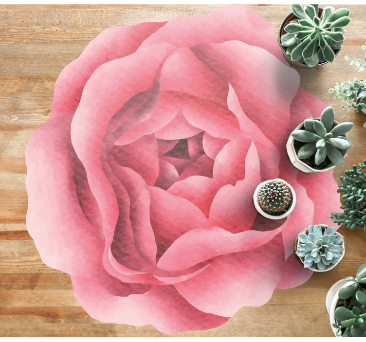 Rød rosa blomst vinyl teppe blomster og planter - Tenstickers