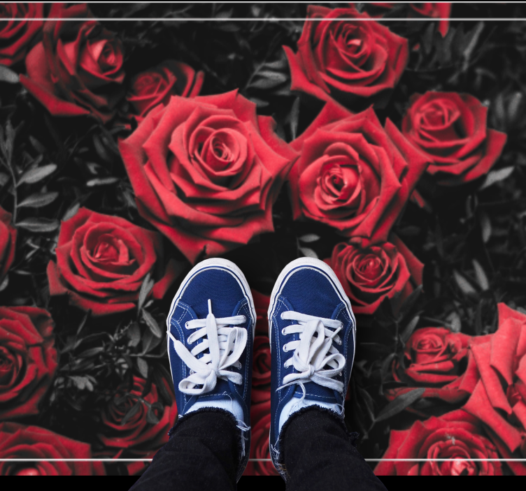 Realistisk rød rosedesign vinyl teppe blomster og planter - Tenstickers