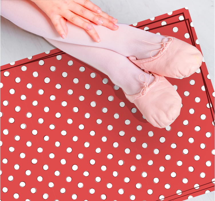 Røde polkaprikker vinyl teppe tre - Tenstickers