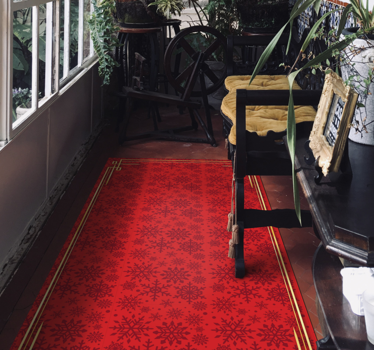 Røde snøfnugg vinyl hall teppe - Tenstickers