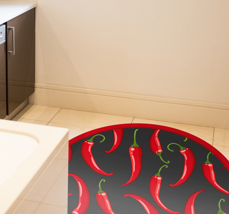Rødglødende chili paprika vinyl teppe kjøkken - Tenstickers