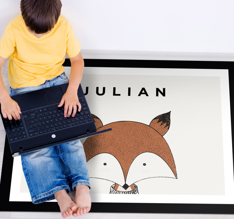 Rødrev med navn personlig vinyl teppe - Tenstickers