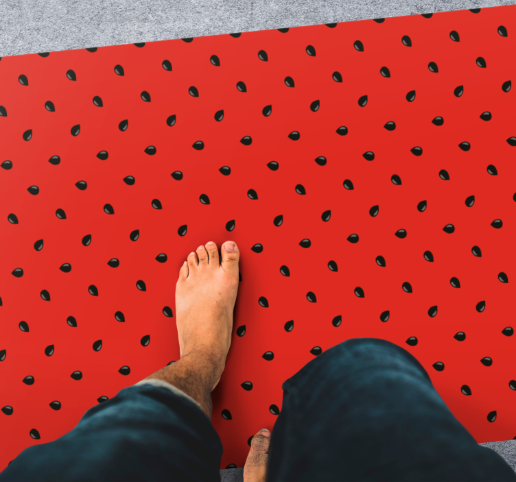 Rødt frømønster vinyl teppe kjøkken - Tenstickers