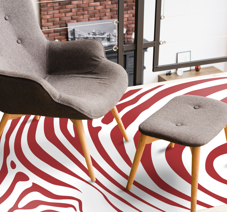 Rødt sebrastripe dyreprint vinyl teppe - Tenstickers