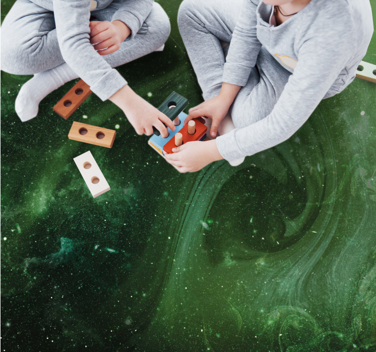 Romlig utsikt med grønne farger vinyl teppe natur - Tenstickers