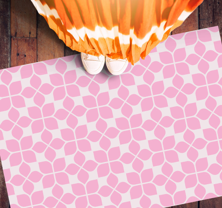 Rosa blomsterfliser vinyl teppe mosaikk - Tenstickers