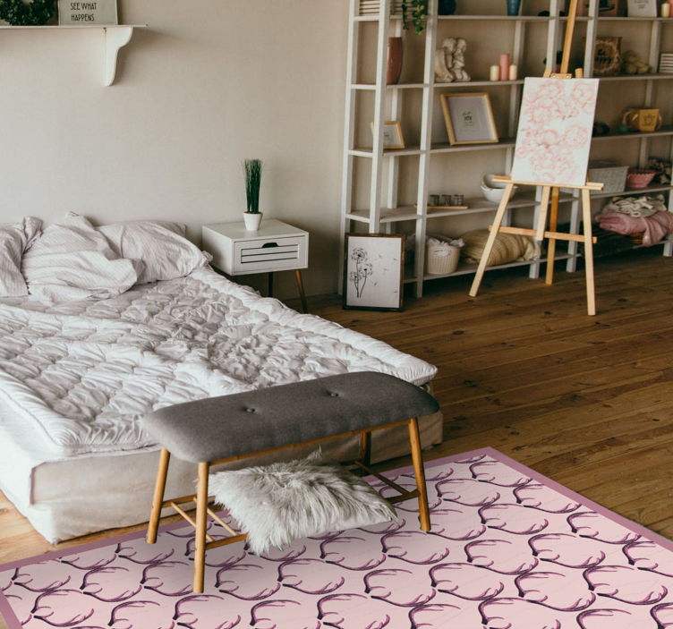 Rosa hjort gevir vinylteppe - Tenstickers