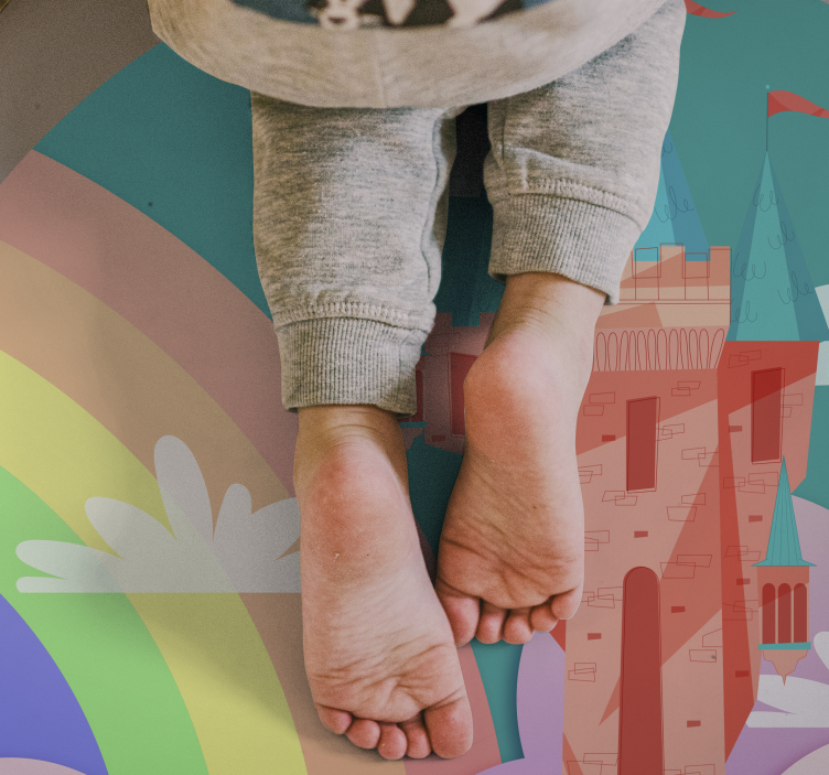 Rosa magisk slott prinsesse barn vinyl teppe - Tenstickers