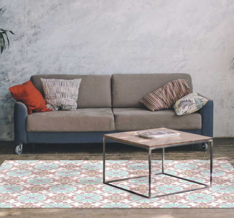 Rosa mandala fliser vinyl teppe - Tenstickers