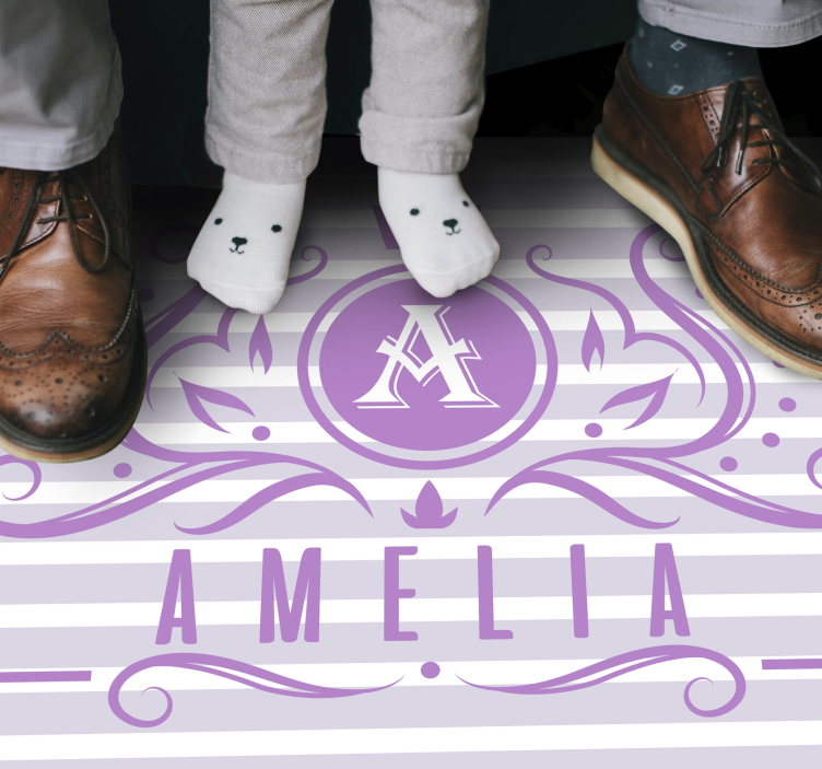 Rosa og hvitt prinsessenavn Vinyl teppe flere barn - Tenstickers