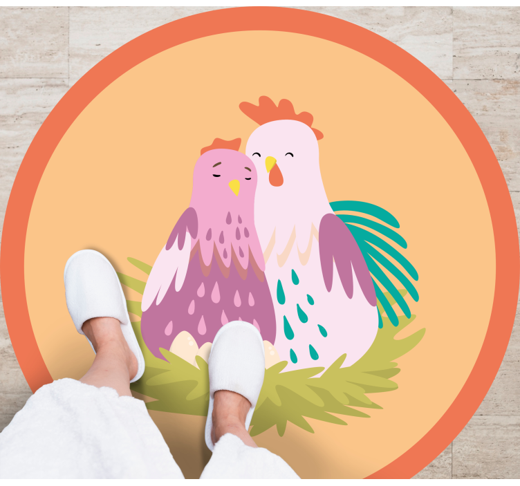 Rosa par kylling vinyl teppe dyr - Tenstickers