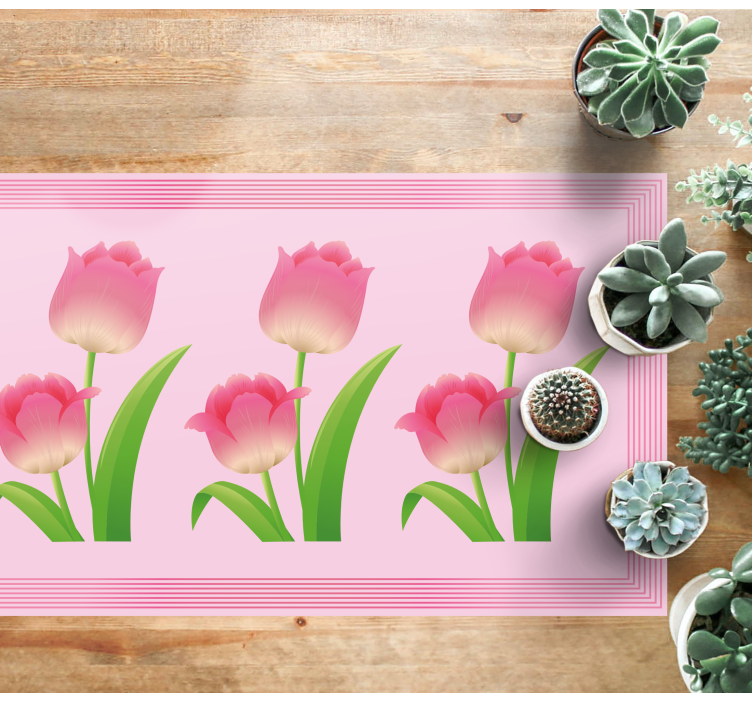Rosa tulipan bakgrunn floral vinyl teppe - Tenstickers