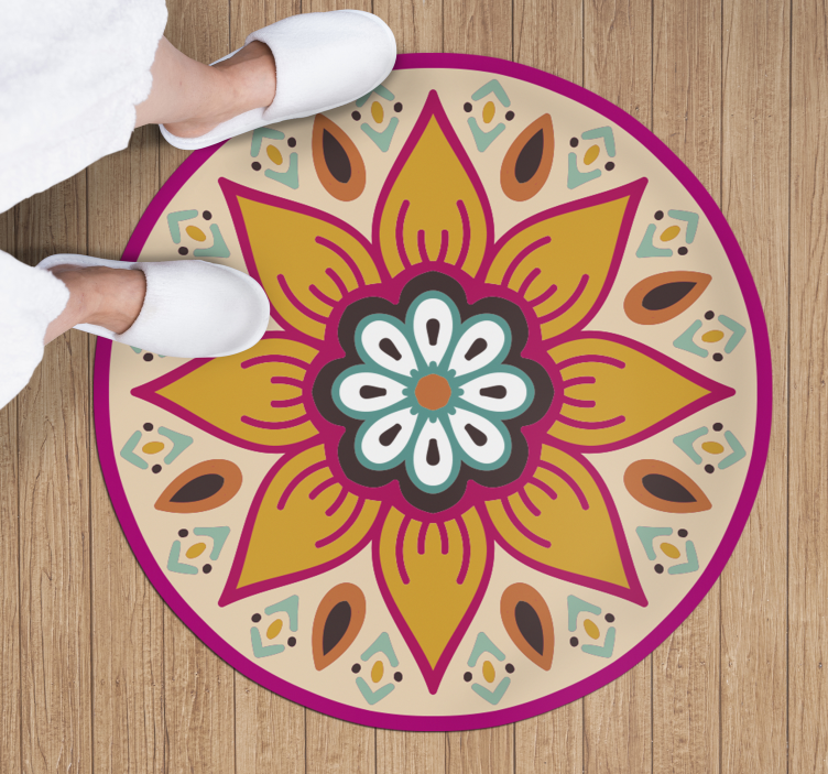 Nydelig mandala vinylteppe med rund blomst - Tenstickers