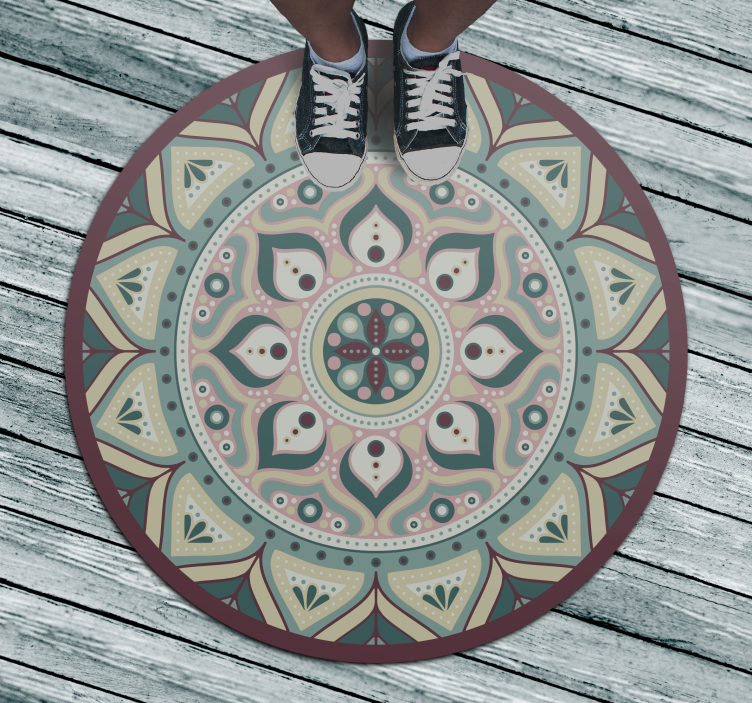 Runde vinyltepper mandala flerfarget - Tenstickers