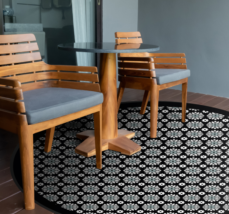 Rundt blomstermønster vinyl teppe blomster og planter - Tenstickers