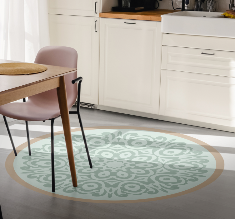 Rundt botanisk arrangement vinyl teppe mandala - Tenstickers