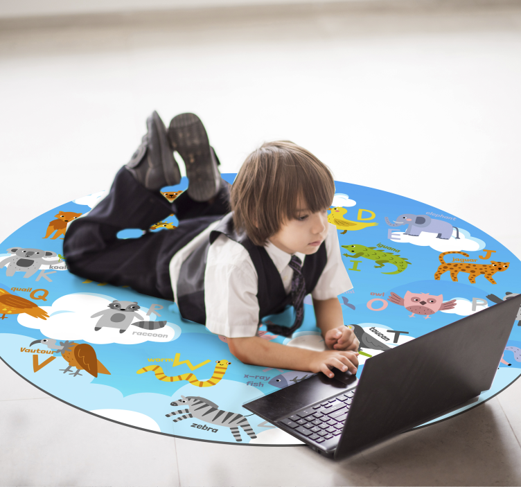 Rundt engelsk vinylalfabetteppe - Tenstickers