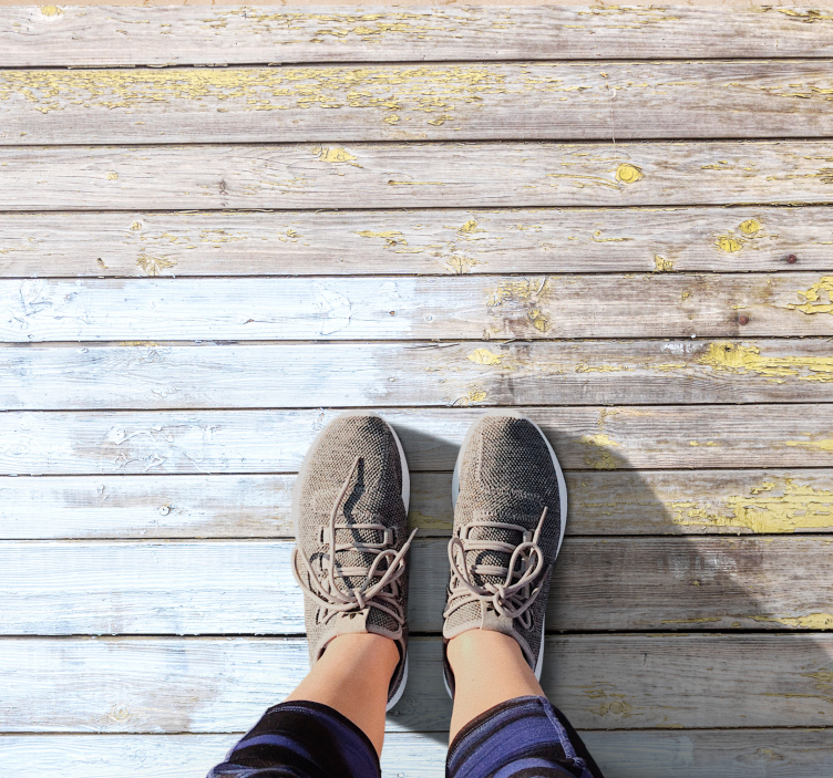 Rustikke planker malt i hvitt vinyl teppe tre - Tenstickers