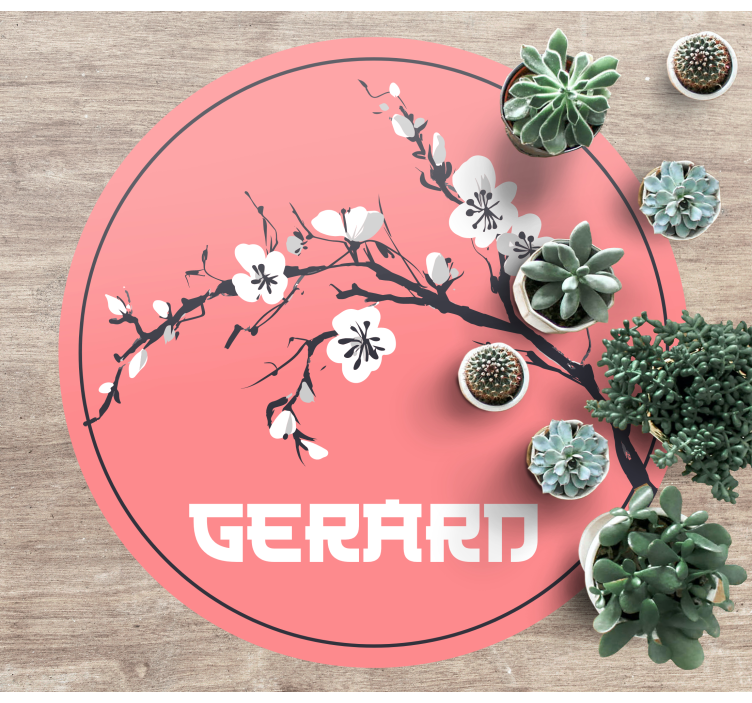 Sakura japanske blomster med navn vinyl teppe med navn - Tenstickers