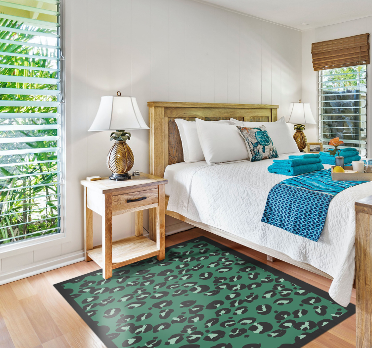 Salvie grønn leopardtrykk dyretrykk vinyl teppe - Tenstickers