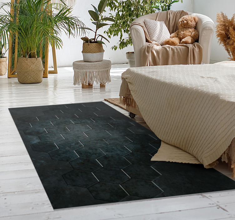 Sekskanter betong tekstur stein vinyl teppe - Tenstickers