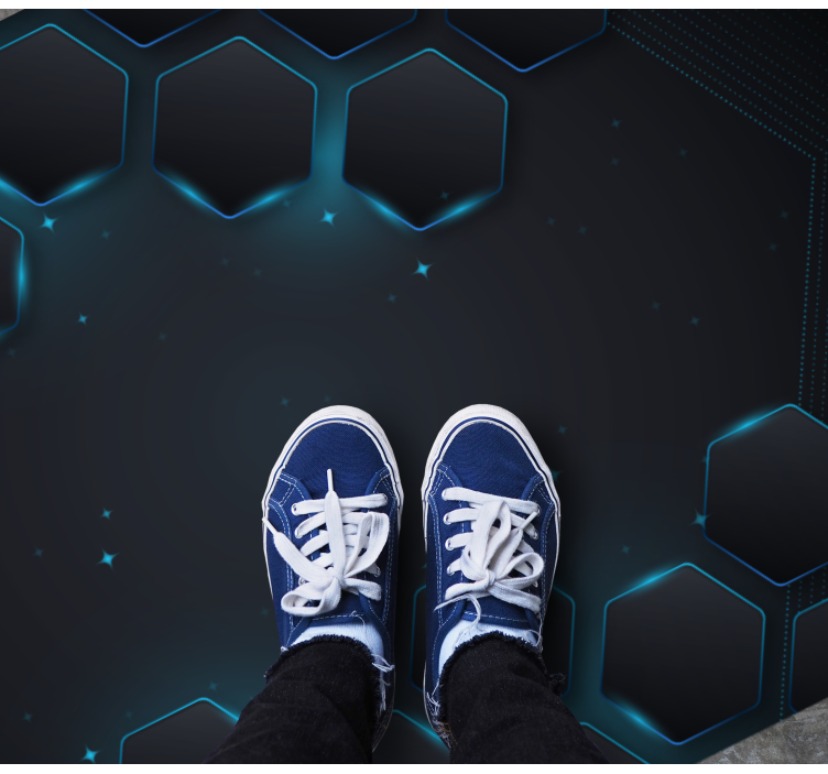 Blå sekskantet layout vinyl teppe geometrisk - Tenstickers