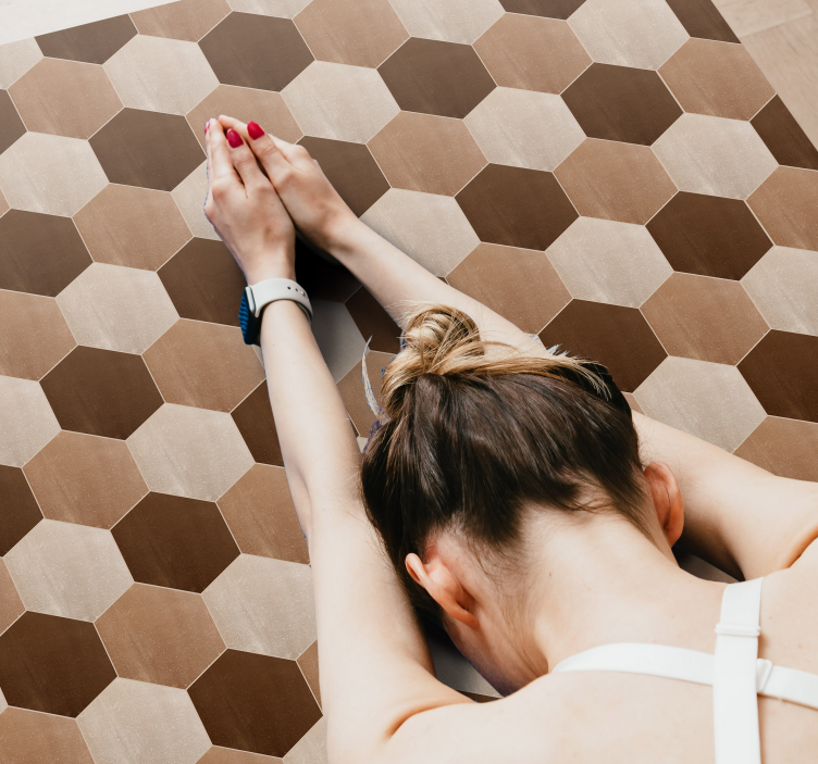 Sekskantet tre tekstur vinylteppe - Tenstickers