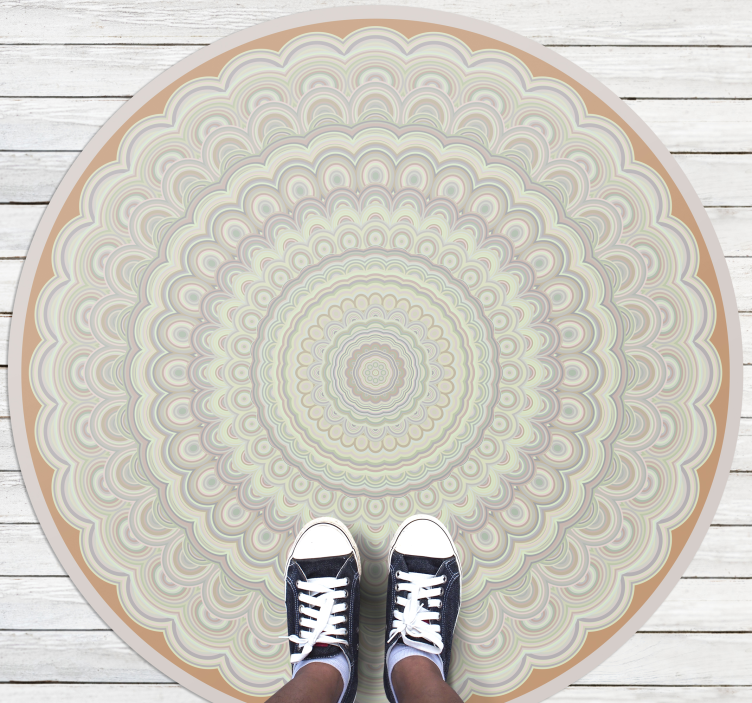 Sirkulær beige mandala vinyl teppe - Tenstickers
