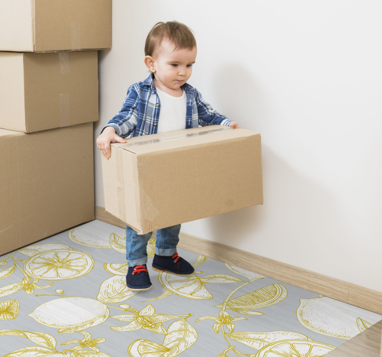 Sitrus botaniske mønster vinyl teppe blomster og planter - Tenstickers