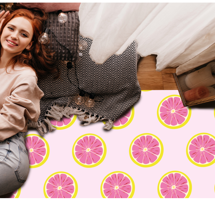 Sitrus skivemønster vinyl teppe blomster og planter - Tenstickers