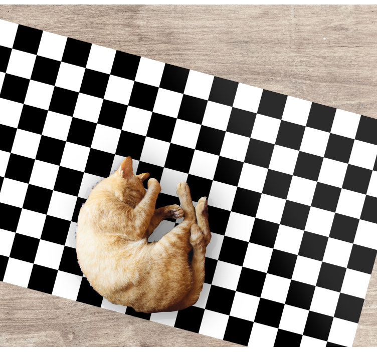 Sjakkbrett vinyl teppe geometrisk - Tenstickers