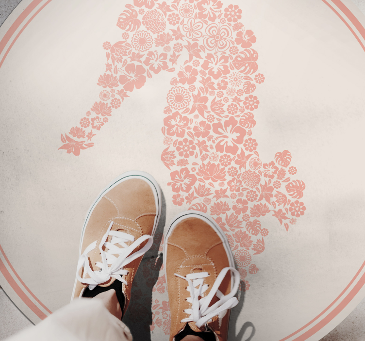 Sjøhest blomsterdesign vinyl teppe blomster og planter - Tenstickers