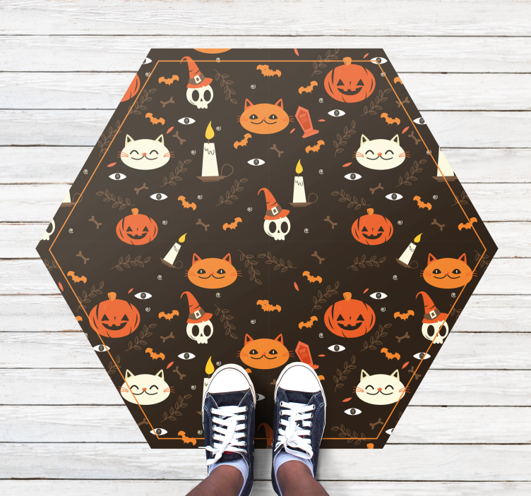 Skremmende halloween katteteppe dyr vinylteppe - Tenstickers