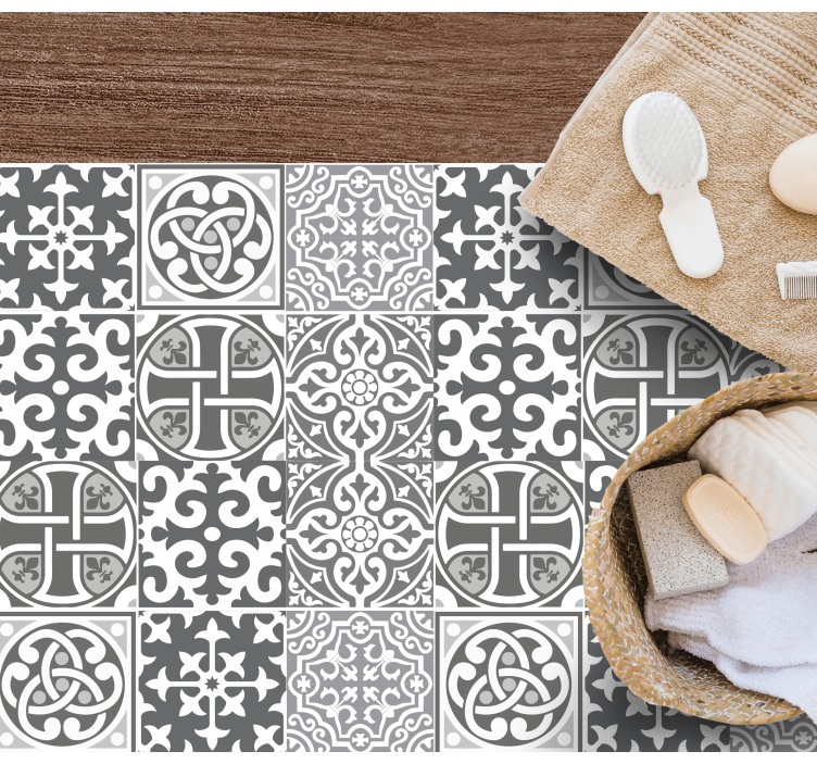 Sofistikerte grå arrangementer vinyl teppe hydraulisk - Tenstickers